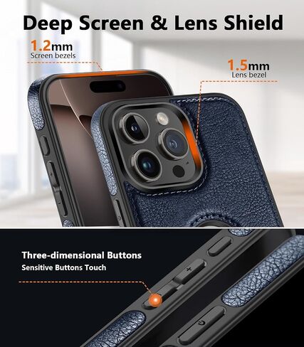 Design Compatible with iPhone 16 Pro Max Case Luxury Leather Business Vintage Slim Non-Slip Soft Grip Shockproof Protective Cover (2024) 6.9 Inch (Brown) in Saudi Arabia