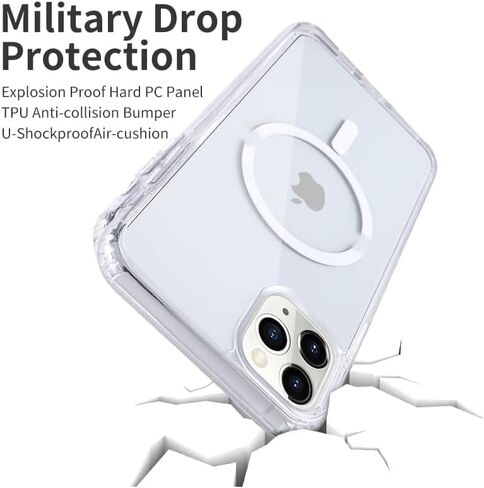حافظة مغناطيسية قوية شفافة لهاتف iPhone 11 Pro [متوافقة مع MagSafe] [تم اختبار السقوط من الدرجة العسكرية] غطاء هاتف رفيع واقٍ مقاوم للصدمات مقاس 5.8 بوصة شفاف in Saudi Arabia