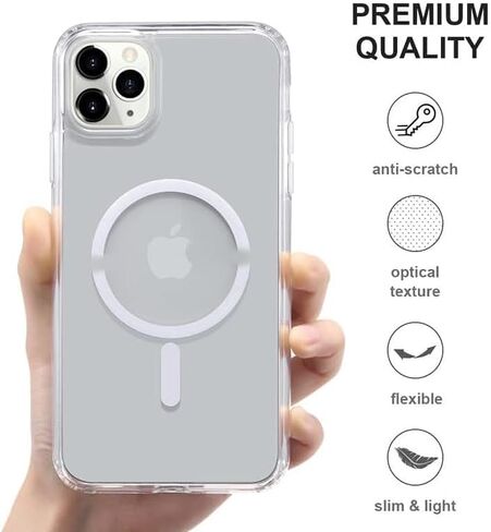 حافظة مغناطيسية قوية شفافة لهاتف iPhone 11 Pro [متوافقة مع MagSafe] [تم اختبار السقوط من الدرجة العسكرية] غطاء هاتف رفيع واقٍ مقاوم للصدمات مقاس 5.8 بوصة شفاف in Saudi Arabia