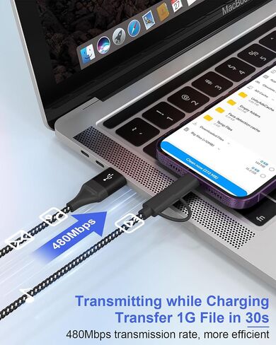 20ft USB C Cable for iPhone Charger Cord - 4 in 1 USB A/C to USB C/ Lightning Cable for iPhone 15, Galaxy S23, 60W Fast Charging Data Sync MFi Certified Nylon Braided Extra Long USB C Cable 20 FT in Saudi Arabia