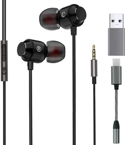 USB Headset with Microphone for PC and Laptops, Wired Headphones with Noise Cancelling & Audio Controls for Home Office, Online Meeting in Saudi Arabia