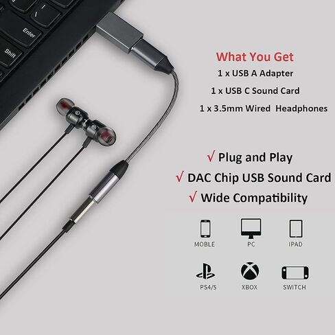 USB Headset with Microphone for PC and Laptops, Wired Headphones with Noise Cancelling & Audio Controls for Home Office, Online Meeting in Saudi Arabia