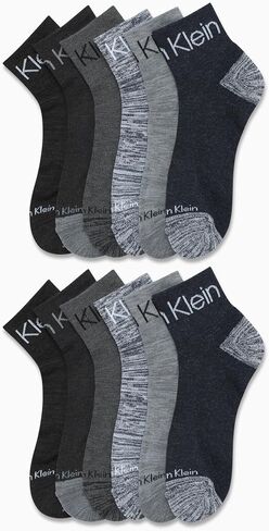 Calvin Klein Mens Quarter Socks - 12 Pack Breathable Soft Cushioned Quarter Cut Athletic Ankle Socks for Men in Saudi Arabia