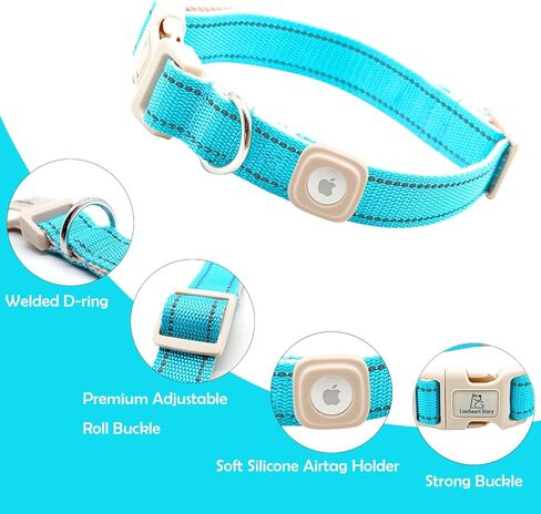 Lionheart glory Airtag Dog Collar Reflective Dog Collars with Airtag Hloder Female Male Baby Pink Collar Dog Adjustable Durable Soft Classic Collar for Small Dogs Pet Gift in Kuwait