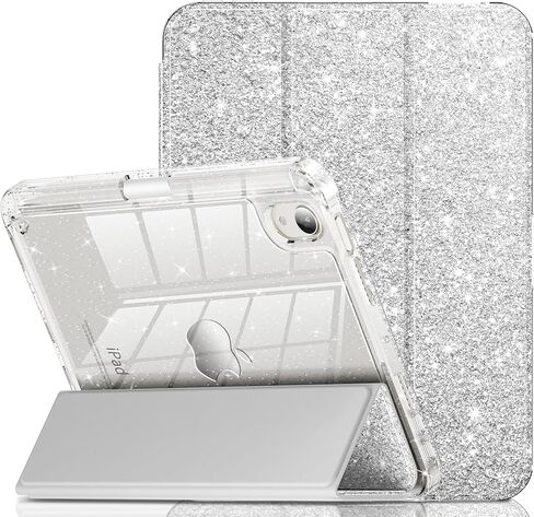 INFILAND for iPad Mini 7th (A17 Pro) / 6th Generation Case 2024/2021, iPad Mini 6/7 Case 8.3 Inch, Glitter Cute Protective Cover with Clear Sparkle Back, Pencil Holder for Kids Girls, White in Kuwait