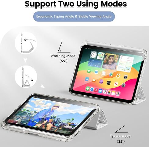 INFILAND for iPad Mini 7th (A17 Pro) / 6th Generation Case 2024/2021, iPad Mini 6/7 Case 8.3 Inch, Glitter Cute Protective Cover with Clear Sparkle Back, Pencil Holder for Kids Girls, White in Kuwait