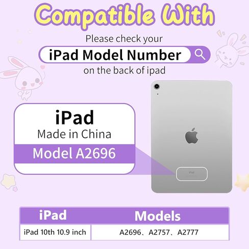 Coolden for iPad 10th Generation Case for Kids 10th Gen iPad Case with Screen Protector Shoulder Strap Cute Purple Tulip Kickstand Heavy Duty Protective Case for iPad 10th Gen Case 10.9" (2022) in Kuwait