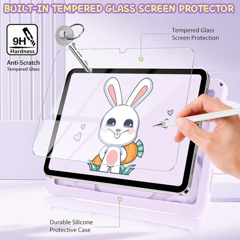 Coolden for iPad 10th Generation Case for Kids 10th Gen iPad Case with Screen Protector Shoulder Strap Cute Purple Tulip Kickstand Heavy Duty Protective Case for iPad 10th Gen Case 10.9" (2022) in Kuwait