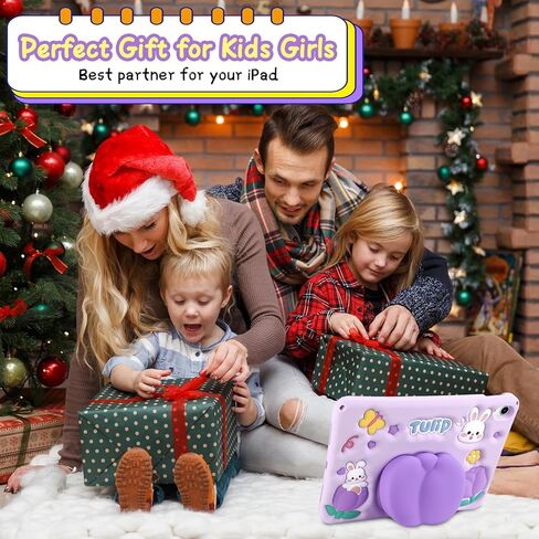 Coolden for iPad 10th Generation Case for Kids 10th Gen iPad Case with Screen Protector Shoulder Strap Cute Purple Tulip Kickstand Heavy Duty Protective Case for iPad 10th Gen Case 10.9" (2022) in Kuwait