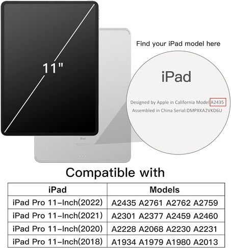 JETech Case for iPad Pro 11-Inch 2022/2021/2020/2018 Model (4th/3rd/2nd/1st Generation), Protective Hard Back Shell Soft-Touch Tablet Stand Cover, Auto Wake/Sleep (Black) in Saudi Arabia