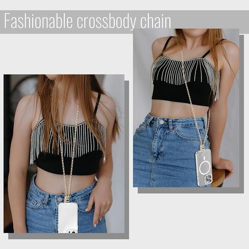 Phone Chain Crossbody Phone Lanyard Detachable Phone Strap With Metal Neck Phone Holder Phone Charm Lightweight Cell Phone Lanyard for iPhone Women Girls Travel Shopping Camp Walking in Saudi Arabia