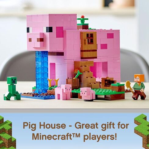 LEGO Minecraft The Pig House 21170 Minecraft Toy Featuring Alex, a Creeper and a House Shaped Like a Giant Pig, New 2021 (490 Pieces) in Saudi Arabia
