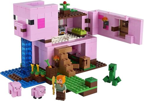 LEGO Minecraft The Pig House 21170 Minecraft Toy Featuring Alex, a Creeper and a House Shaped Like a Giant Pig, New 2021 (490 Pieces) in Saudi Arabia