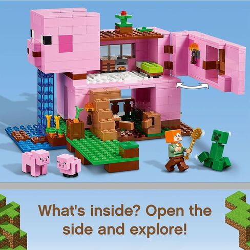 LEGO Minecraft The Pig House 21170 Minecraft Toy Featuring Alex, a Creeper and a House Shaped Like a Giant Pig, New 2021 (490 Pieces) in Saudi Arabia