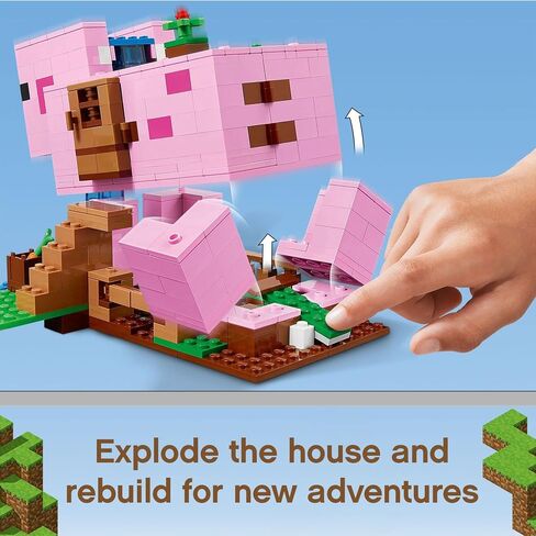 LEGO Minecraft The Pig House 21170 Minecraft Toy Featuring Alex, a Creeper and a House Shaped Like a Giant Pig, New 2021 (490 Pieces) in Saudi Arabia