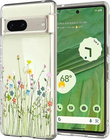 Unov Compatible with Pixel 7 Case Clear with Design Soft TPU Shock Absorption Slim Embossed Pattern Protective Back Cover for Pixel 7 5G 6.3inch (Flower Bouquet) in Kuwait