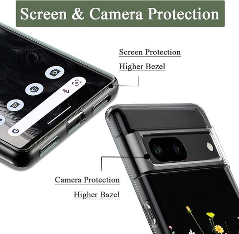 Unov Compatible with Pixel 7 Case Clear with Design Soft TPU Shock Absorption Slim Embossed Pattern Protective Back Cover for Pixel 7 5G 6.3inch (Flower Bouquet) in Kuwait