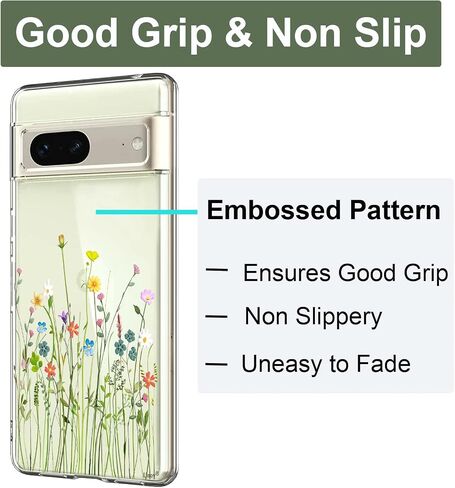 Unov Compatible with Pixel 7 Case Clear with Design Soft TPU Shock Absorption Slim Embossed Pattern Protective Back Cover for Pixel 7 5G 6.3inch (Flower Bouquet) in Kuwait