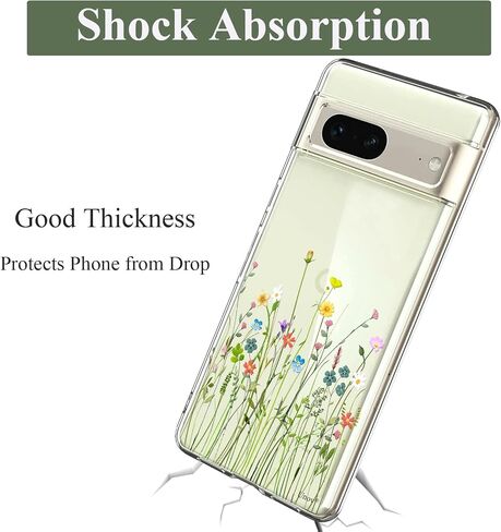 Unov Compatible with Pixel 7 Case Clear with Design Soft TPU Shock Absorption Slim Embossed Pattern Protective Back Cover for Pixel 7 5G 6.3inch (Flower Bouquet) in Kuwait