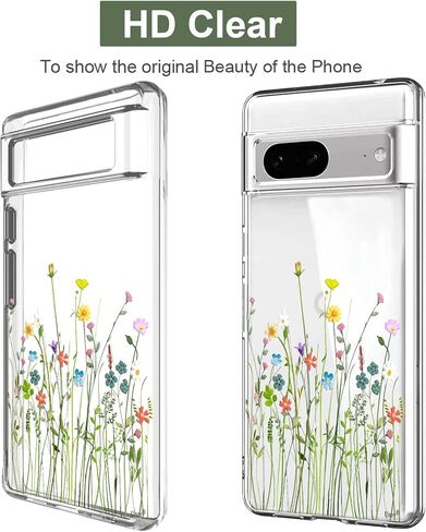 Unov Compatible with Pixel 7 Case Clear with Design Soft TPU Shock Absorption Slim Embossed Pattern Protective Back Cover for Pixel 7 5G 6.3inch (Flower Bouquet) in Kuwait