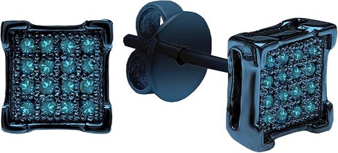 مجموعة Dazzlingrock 0.10 قيراط (ctw) أقراط دائرية من الماس الأزرق المثلج للرجال والنساء (للجنسين)، فضة إسترلينية مطلية باللون الأزرق in Kuwait