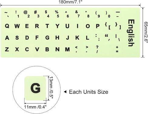 MECCANIXITY English Keyboard Sticker Replacement Keyboard Cover 11x13mm Fluorescent Background with Black Lettering with Tweezer for PC Laptop Desktop in Saudi Arabia