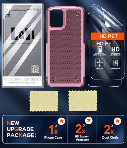 حافظة هاتف LeYi لهاتف Samsung Galaxy A12، حافظة هاتف Samsung A12 مع 2 واقي شاشة، طبقة مزدوجة واقية من البولي كربونات الصلب وحافظة ناعمة مقاومة للصدمات لهاتف Galaxy A12، أحمر وردي in Kuwait