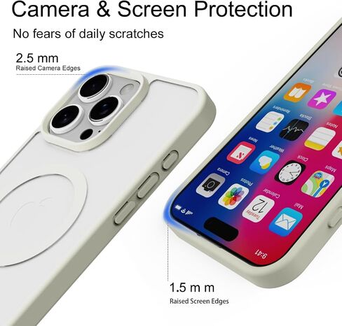 Strong Magnetic for iPhone 16 Pro Max Case Clear, Compatible with Magsafe, Slim Protective Cover, Yellowing Resistant, Hard Bumper Shockproof Phone Case for iPhone 16 ProMax 6.9 inch, White in Saudi Arabia