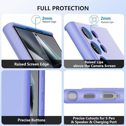ZUSLAB Silicone Case Compatible with Samsung Galaxy S24 Ultra 6.8 Inches, TPU Rubber Gel Cover Support Wireless Charging, Anti-Scratch Shockproof Bumper Slim Fit for Galaxy S24 Ultra Case, Black in Saudi Arabia