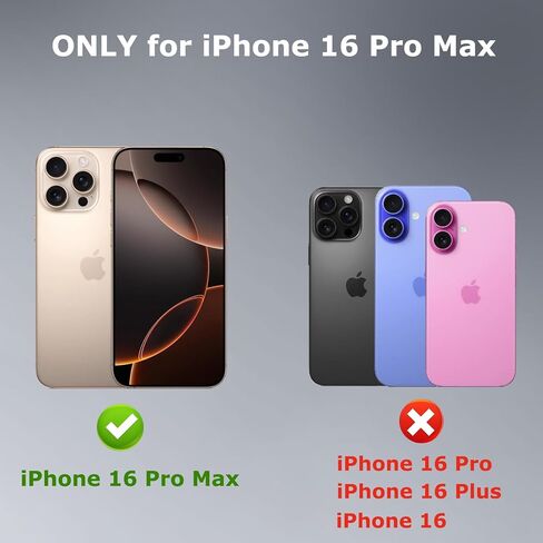 حافظة لهاتف iPhone 16 Pro Max، [واقي شاشة مدمج] حافظة هاتف مقاومة للصدمات من الدرجة العسكرية شديدة التحمل لهاتف iPhone 16 Pro Max مع مسند ومشبك حزام 6.9 بوصة (أسود) in Kuwait