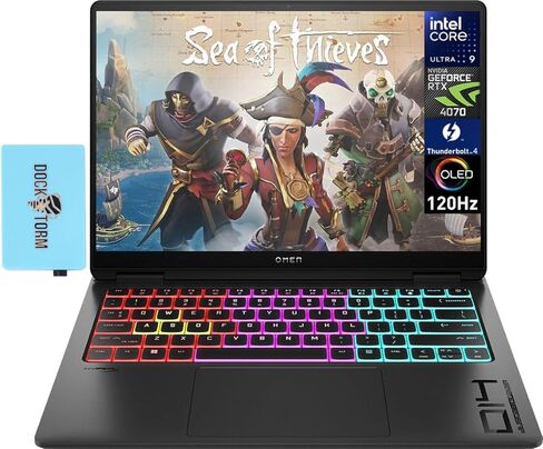 HP OMEN Transcend Gaming Laptop 14.0" 120 Hz OLED 2.8K (16-CoreIntel Ultra 9-185H, GeForce RTX 4070 8GB, 32GB LPDDR5X, 1TB SSD, RGB KYB, Thunderbolt 4, WiFi 6E, Win 11 Home) w/DKZ USB Port Expander in Saudi Arabia