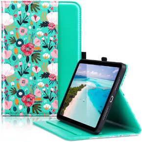 ULAK Compatible with iPad Mini 6 Case 2021 with Pencil Holder, Premium PU Leather Multi-Angle Viewing Folio Smart Stand Cover for iPad Mini 6th Generation 8.3 inch, Auto Wake/Sleep (Mint Floral)