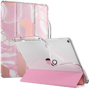 حافظة Popshine Marble Lite مصممة لجهاز iPad 10.2 الجيل التاسع (2021) / الجيل الثامن (2020) /الجيل السابع (2019)، غطاء ذكي مع حامل أقلام، مادة TPU الشفافة المرنة، حافظة رفيعة ثلاثية الطي، وردي رخامي سائل in Kuwait