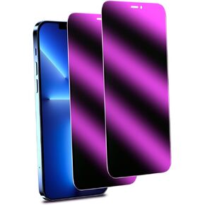 MAYtobe [2-Pack] Privacy Screen Protector Designed for iPhone 12 Pro, iPhone 12 Anti-Blue Light Tempered Glass, Purple Anti-Spy, Eye Protection, Colorful Gradient