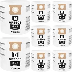 12 Pack VF3503 Vacuum Bags Compatible with Ridgid 6-9 Gallons Wet/Dry Vacuums, Disposable Dust Collection Bags Size B