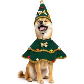 cyeollo Large Dog Christmas Costume Cute Christmas Tree Outfit Pet Dog Clothes Xmas Costumes for Big Size Dogs, Green XL