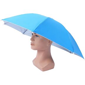 Zerodis 27Inch Umbrella, Adult Fishing Umbrella Hat Water Foldable Sun Hat Headwear Rainy Sunny Day Headband for Outdoor Fishing Hiking Beach
