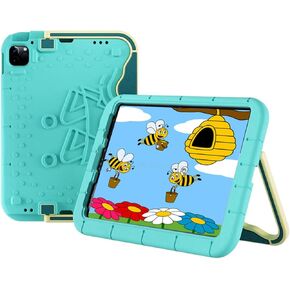 Kids Case for iPad Pro 11 inch Cute iPad Air 5 Air 4 10.9" Case Shockproof EVA Foam iPad Pro 11 Cover Case with Foldable Handle Stand for iPad 11 Pro iPad Air 5th 4th Generation Blue