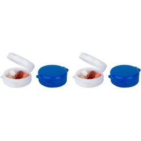 EZY DOSE Fashion Daily Round, Portable On-The-Go Pocket Pharmacy, Pill Box, Organizer and Vitamin Containers, Snap Shut Lids, Perfect For Traveling, Color May Vary