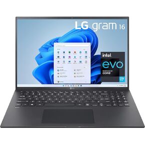 LG gram 16Z90P Laptop 16" Ultra-Lightweight, (2560 x 1600), Intel Evo 11th gen CORE i7, 16GB RAM, 1TB SSD, Windows 11 Home, 22 Hour Battery, Alexa Built-in, 2X USB-C, HDMI, USB-A - Black