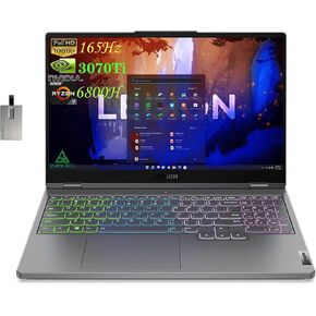 Lenovo Legion 5 Gen 7 15.6 بوصة FHD 165 هرتز كمبيوتر محمول للألعاب، AMD Ryzen 7 6800H، ذاكرة الوصول العشوائي DDR5 سعة 64 جيجابايت، SSD 4 تيرابايت PCIe، GeForce RTX 3070Ti، لوحة مفاتيح بإضاءة خلفية RGB 4zone، رمادي، Win 11 Pro، بطاقة USB سعة 32 جيجابايت