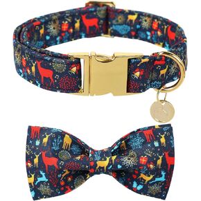 DOGWONG Christmas Holiday Dog Collar with Flower, Cute Cotton Dog Collar Red Strip Dog Collar Snowflake Durable Soft Pet Dog Collar for Small Medium Large Dog
