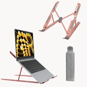 Portable Laptop Stand 10-Level Adjustable Notebook Computer Holder Ventilated Heat Dissipation Foldable Compatible with All MacBook HP Dell Lenovo iPad Tablet Accessory (8-16") (Pink)