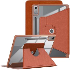 360 Rotating Case for Lenovo Tab P12 12.7" TB371FC 2023,Multi-Angle Viewing Stand Hard Shell Transparent Back Smart Cover with Pen Holder and Auto Wake/Sleep,Black