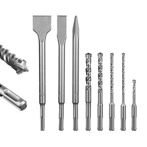 SALI 17PCS SDS Plus Rotary Hammer Drill Bit Set Concrete Drill Bit Kit Cross-Type Double Thread Carbide Material Suitable for Concrete, Brick, Cement Walls, Stone, Hammer Drill Bits for Concrete