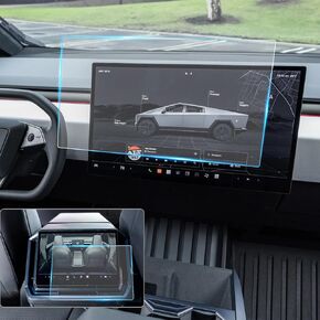Screen Protector Compatible with 2024 Tesla Cybertruck Accessories, 2PC Matte Tempered Glass Protective with 18.5Inch Infotainment Display Screen & 9.4In Rear-Seat Screen Film