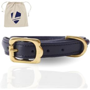 Leather Round Dog Collar (Small, Black)