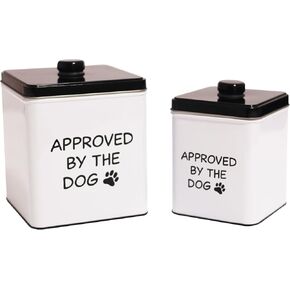 2pc Set Square Storage Dog Tin Container for Treats, Food, Storage, Supplies, Toys (Approved by the Dog)