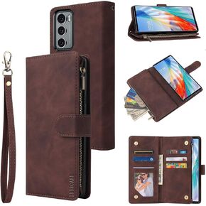 LBYZCASE Phone Case for LG Wing 5G(2020),LG Wing Wallet Case,Luxury Folio Flip Leather Cover[Zipper Pocket][Wrist Strap][Kickstand ][Magnetic Closure] for LG Wing (Blue)