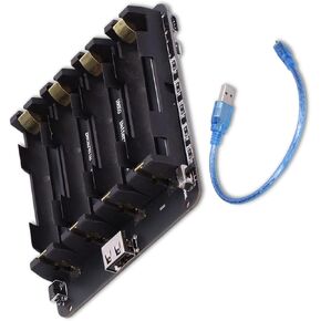 18650 Battery Holder Case 4-Channel Micro USB Interface Battery Box with Connecting Line for Raspberry Pi 0.5A 5-8V
